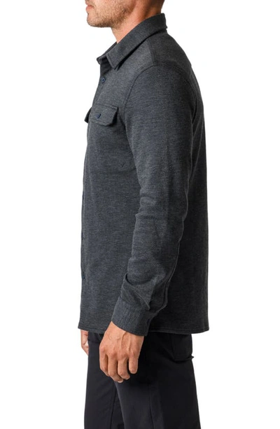 Shop Western Rise Transit Knit Button-up Overshirt In Dark Grey