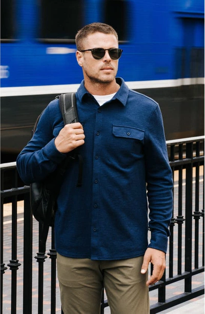 Shop Western Rise Transit Knit Button-up Overshirt In Navy