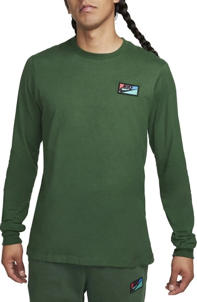 Shop Nike Logo Patch Long Sleeve T-shirt In Fir