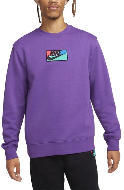 Shop Nike Logo Patch Long Sleeve Sweatshirt In Purple Cosmos