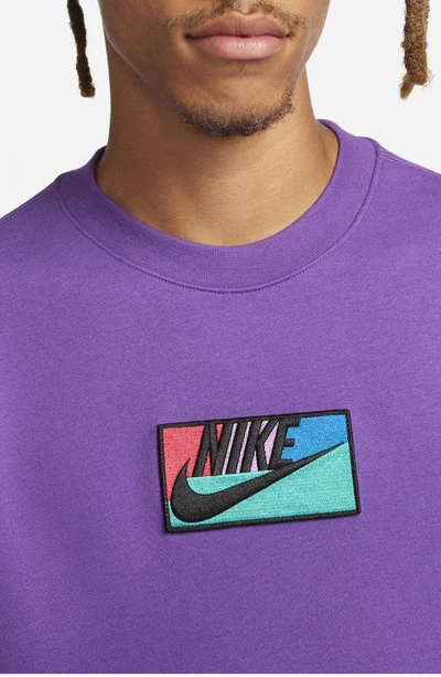 Shop Nike Logo Patch Long Sleeve Sweatshirt In Purple Cosmos