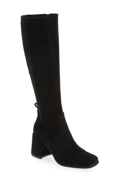Shop Jeffrey Campbell Hot Lava Knee High Stretch Boot In Black Suede