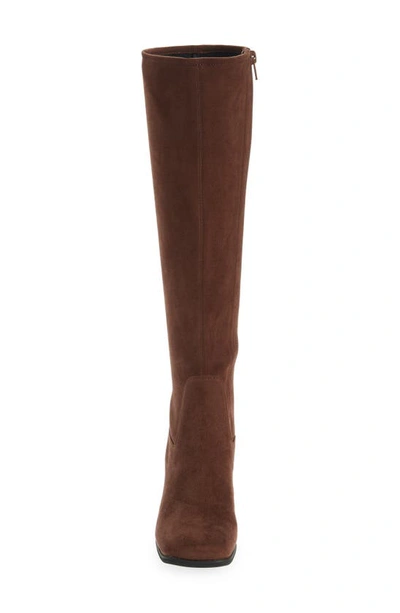 Shop Jeffrey Campbell Hot Lava Knee High Stretch Boot In Dark Brown Suede