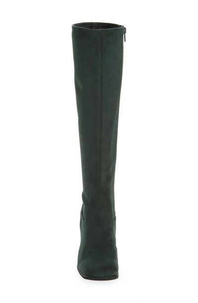 Shop Jeffrey Campbell Hot Lava Knee High Stretch Boot In Dark Green Suede
