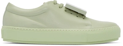 Acne Studios Green Leather Adriana Turnup Sneakers In Misty Jade