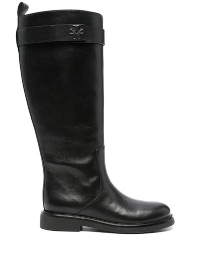 Shop Tory Burch Black Doublet Knee-high Leather Boots