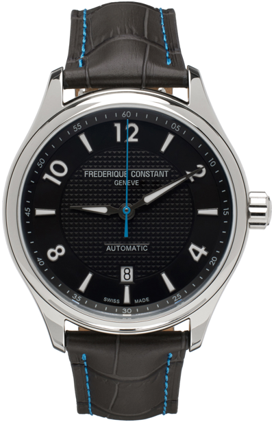 Shop Frederique Constant Black Runabout Automatic Watch In Silver-tone