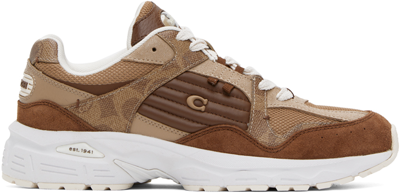 Shop Coach Taupe C301 Sneakers In Wbc Taupe/saddle