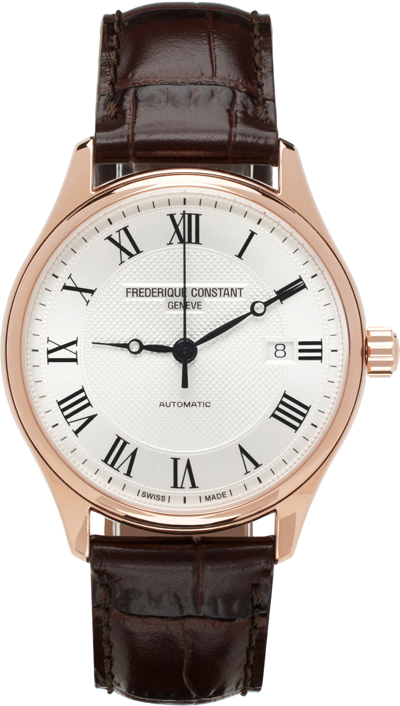Shop Frederique Constant Rose Gold & Brown Automatic Watch