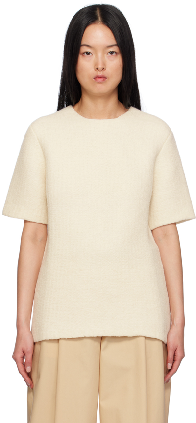 Shop Jil Sander Off-white Gauze T-shirt In 106 Eggshell