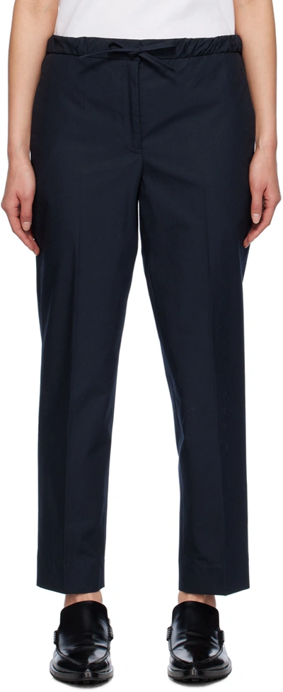 Shop Jil Sander Navy Cropped Trousers In 402 Midnight