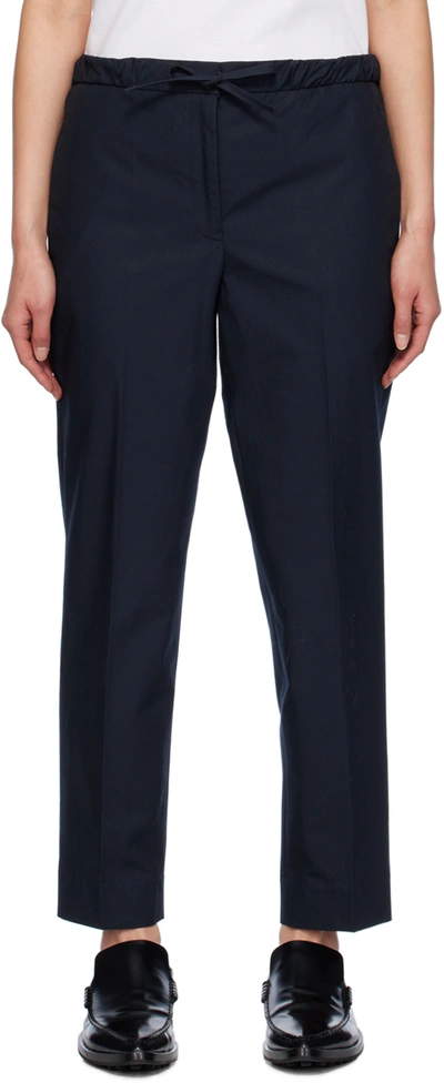 Jil Sander Drawstring Cropped Trousers In 402 Midnight