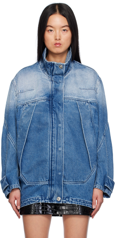 Shop Versace Blue Cocoon Denim Jacket In 1d030-medium Blue
