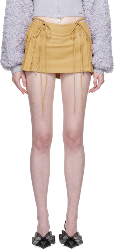 Shop Nodress Tan Low-waist Miniskirt In Khaki