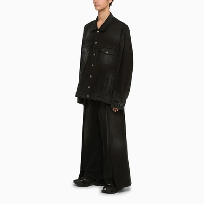 Shop Balenciaga Deconstructed Denim Jacket In Black