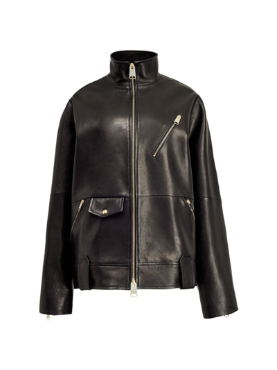 Shop Khaite Women's Shallin Leather Jacket In Black