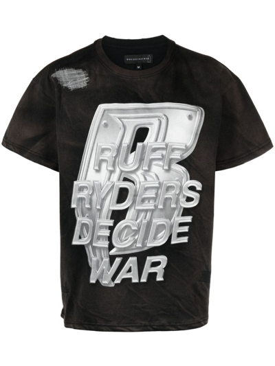 Shop Who Decides War By Ev Bravado Printed Cotton T-shirt In Black
