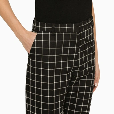Shop Marni Check Cropped Trousers In Black