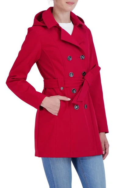 Shop Sebby Water Resistant Double Breasted Soft Shell Jacket In Red