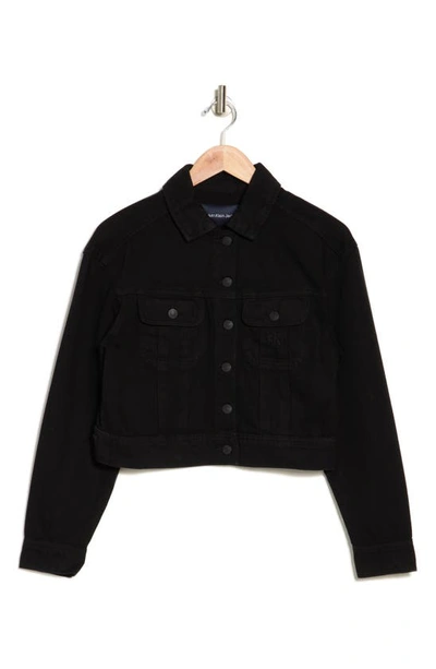 Shop Calvin Klein Jeans Est.1978 Crop Denim Trucker Jacket In Onyx