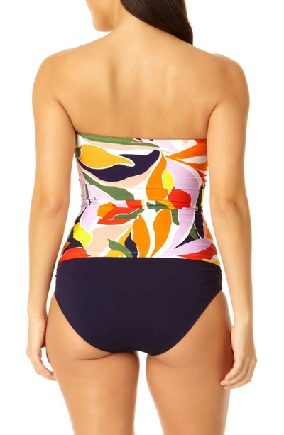 Shop Anne Cole 2-piece Shirred Tankini & Bikini Bottoms Set In Ivory/ Floral Multi