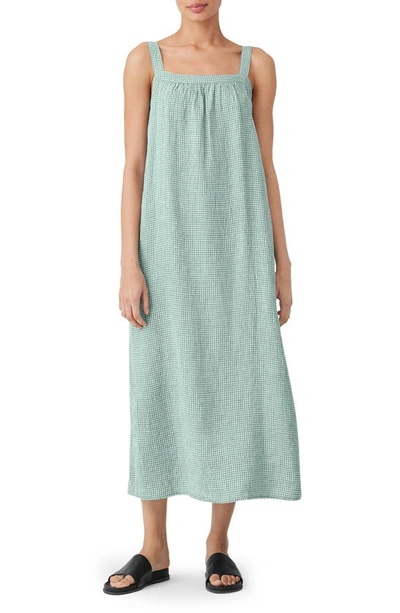 Eileen Fisher Sleeveless Seersucker Check Midi Dress In Amalfi
