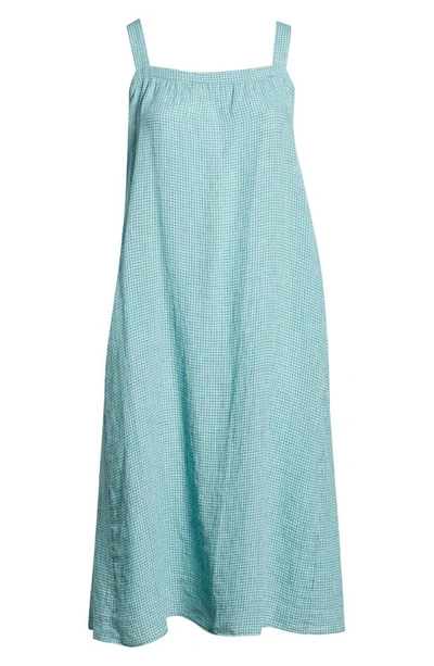 Eileen Fisher Sleeveless Seersucker Check Midi Dress In Amalfi