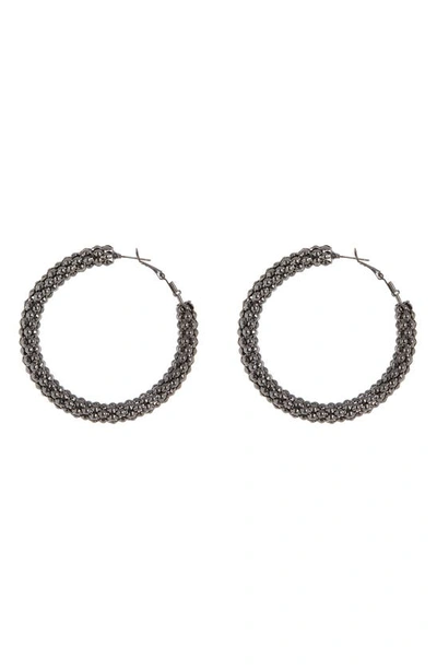 Shop Tasha Textured Hoop Earrings In Gunmetal