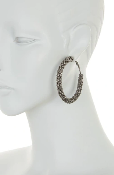 Shop Tasha Textured Hoop Earrings In Gunmetal