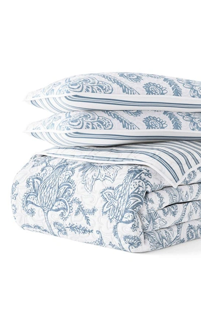 Ienjoy Home All Season Jacobean King 3-piece Down Alternative Reversible Comforter Set In Dusk Blue