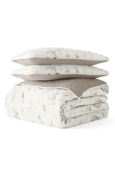 Shop Ienjoy Home Homespun All Season Watercolor 3-piece Down Alternative Reversible Comforter Set In Latte