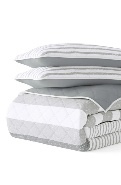 Ienjoy Home All Season Stripe King 3-piece Down Alternative Reversible Comforter Set In Light Gray