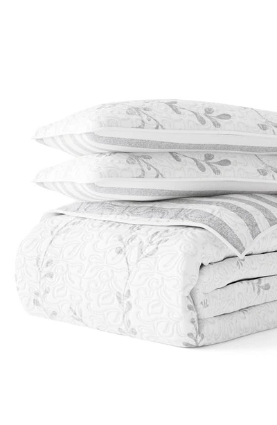 Ienjoy Home All Season Sprouting King 3-piece Down Alternative Reversible Comforter Set In Light Gray