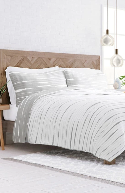 Shop Ienjoy Home Homespun Horizon Reversible Comforter & Shams Set In Light Gray