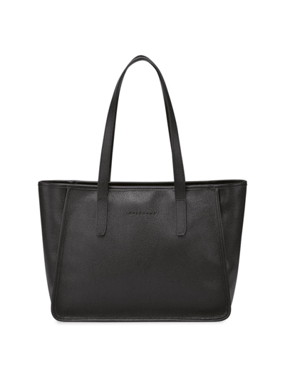 Shop Longchamp Women's Le Foulonne Large Leather Tote Bag In Black