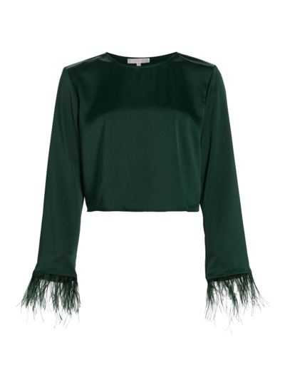 Shop Wayf Women's Merci Feather-trimmed Top In Emerald