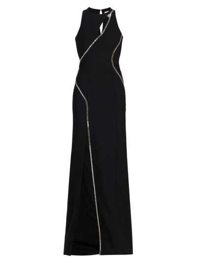 Shop Cinq À Sept Women's Bevin Crystal Cut-out Gown In Black