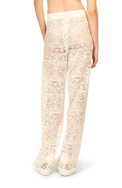 Shop Interior The Gertude Sheer Cotton Blend Lace Pants In Ivory