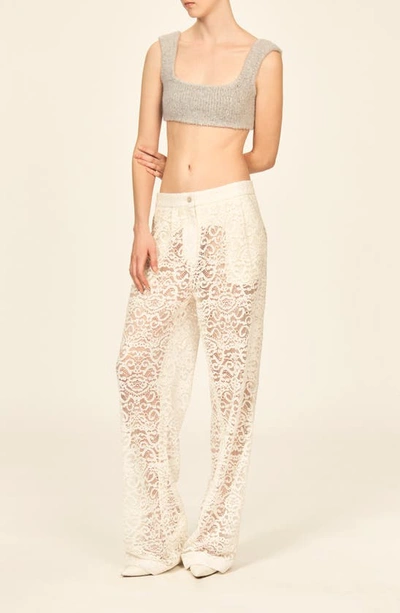 Shop Interior The Gertude Sheer Cotton Blend Lace Pants In Ivory
