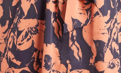 Shop Pari Passu Tammy Reiss Print Long Sleeve Satin Midi Shirtdress In Navy Multi
