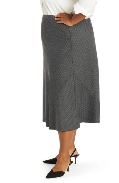 Shop Pari Passu Chase Pinstripe Wool Blend Bias Midi Skirt In Gray