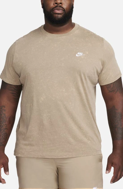 Shop Nike Sportswear Embroidered Logo T-shirt In Khaki