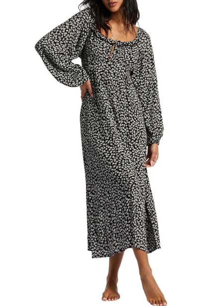 Shop Billabong Better Days Floral Long Sleeve Maxi Dress In Black Pebble