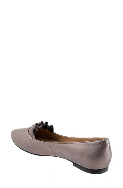 Shop Trotters Elsie Pointed Toe Flat In Pewter