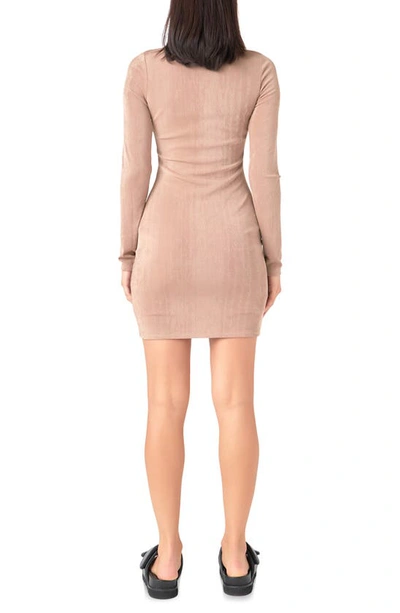 Grey Lab Long Sleeve Mini Sweater Dress In Taupe Grey