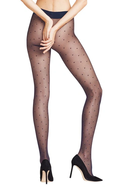 Shop Falke Polka Dot Tights In Marine