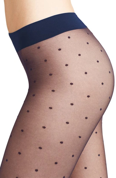 Shop Falke Polka Dot Tights In Marine