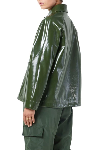 Shop Noisy May Sky Faux Leather Jacket In Kombu Green