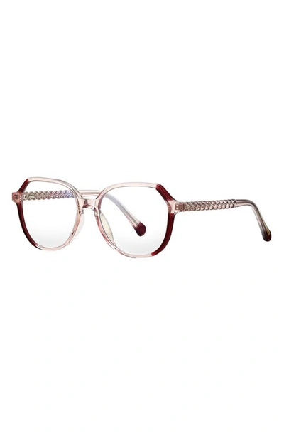 Shop Fifth & Ninth Nelli 53mm Round Blue Light Blocking Glasses In Transparent Pink