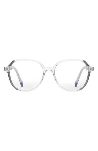Shop Fifth & Ninth Nelli 53mm Round Blue Light Blocking Glasses In Transparent Grey
